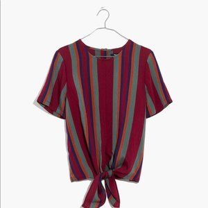 Madewell Button-Back Tie Tee in Rosalinda Stripe